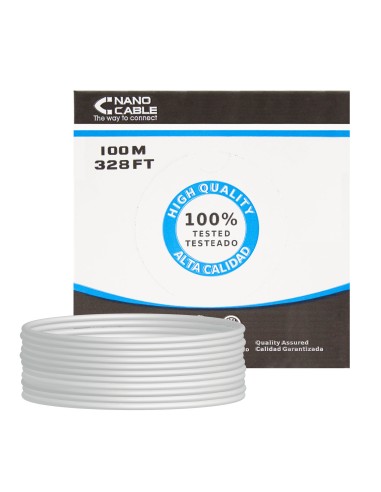 Nanocable Bobina De Cable De Red Rigido Rj45 Cat.5e Utp Awg24 100m - Gris