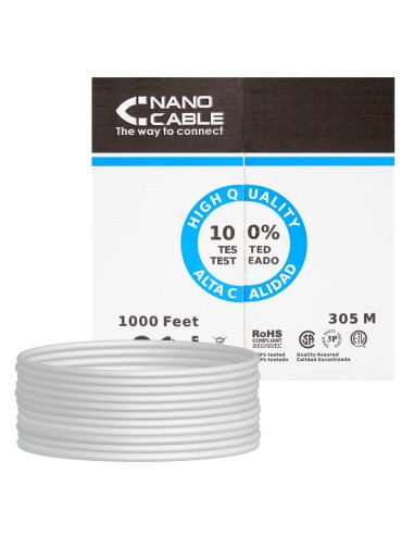 Nanocable Bobina De Cable De Red Flexible Rj45 Cat.5e Utp Awg24 305m - Gris