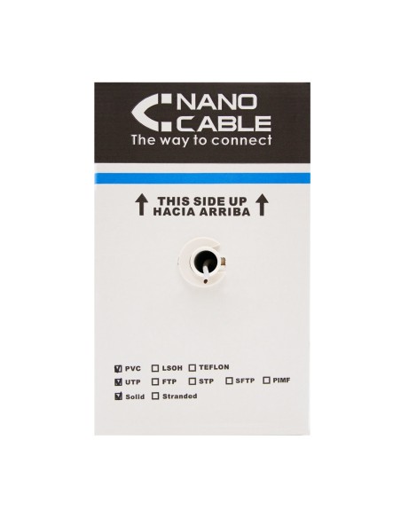 Nanocable Bobina De Cable De Red Rigido Impermeable Para Exterior Rj45 Cat.6 Utp Awg24 305m - Negro