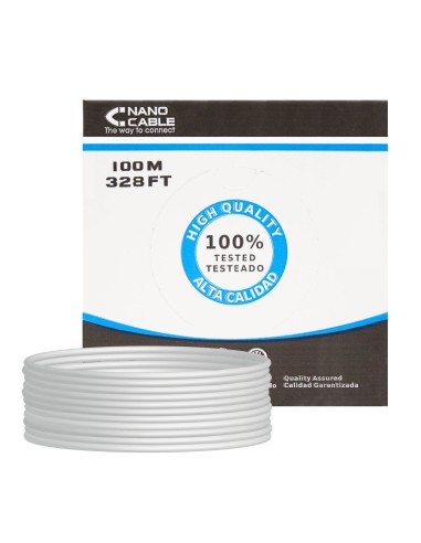 Nanocable Bobina De Cable De Red Rigido Rj45 Cat.5e Ftp Awg24 100m - Gris