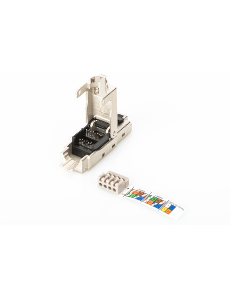 Digitus Shielded Rj45 Connector For Field Assembly Awg 22-27 10 Gbit Ethernet Poe+ Dust Cap Bend Relief