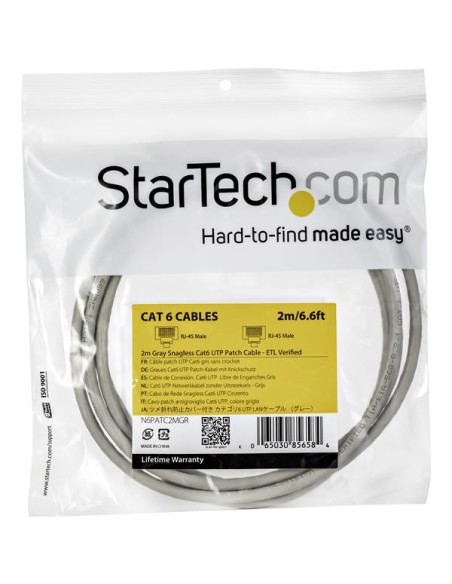 Startech Cable De Red Cat6 Utp 2m Gris n6patc2mgr