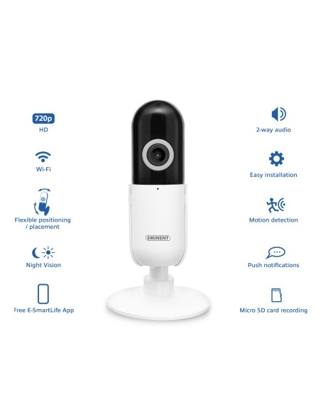 Camara De Seguridad Eminent Inalambrica Hd Ip Cam Con Grabacion En Micro Sd