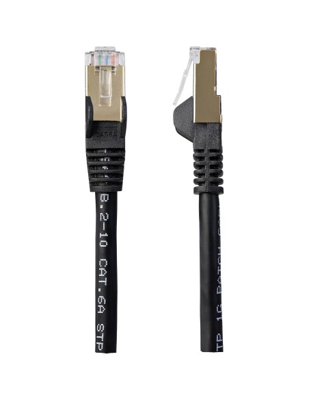 Startech.com Cable De 1,5m De Red Ethernet Cat6a Negro Sin Enganches Con Alambre De Cobre, 1,5 M, Cat6a, U/ftp (stp), Rj-45, ...