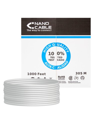 Bobina De Cable De Red Rígido Rj45 Lszh Cat 5e Utp - 305 M · Gris