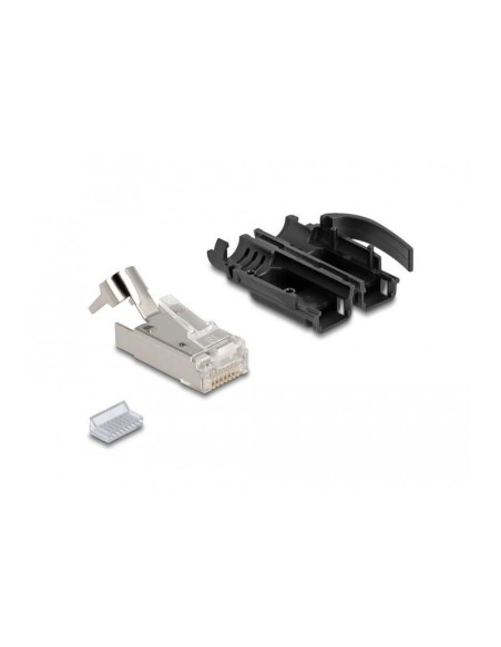 Delock 66990 Rj45 Modular Macho Con Alivio De Tensión Cat.6a Y Robustos Protectores Contra Dobleces Juego De 25 Piezas