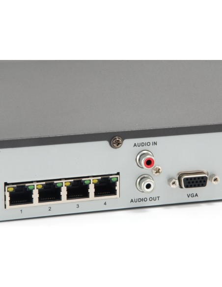 Grabador De Video Level One 4 Canales 4 Puertos Red Poe H.265 Negro Nvr-0504