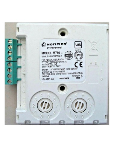 Notifier M710e Módulo Monitor Direccionable Con 1 Entrada Supervisada. Protocolos Clip Y Opal