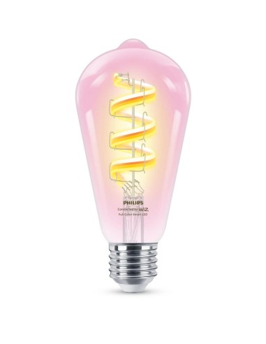 Bombilla Wiz Philips Smart Wifi Filament Clear St64 E27 6.3w 470lm Rgb