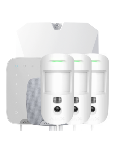 Ajax Fibra-kit-pro-wh3 Kit Ajax Fibra Blanco. Hub Hybrid 2g + Fibrakeypad + Fibrahomesiren + 3fibramotioncam
