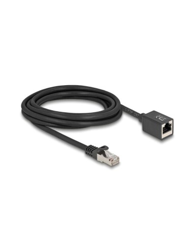 Cable De Extensión De Red Delock Conector Rj-45   Conector Rj-45 Cat.6a S/ftp Negro, 3 Metros 90317
