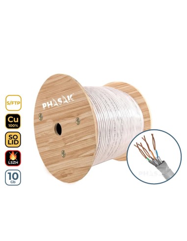 Bobina De Cable Rj45 Sftp Phasak Phr 660 Cat.6 305m Gris