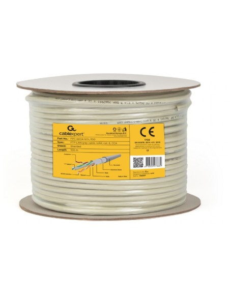 Gembird Ftp Cable Sólido Blindado Con Lámina, Cat. 6, Cca, 305m, Gris Fpc-6004-sol