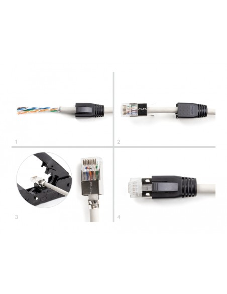 Delock Conector Modular Rj45 Con Alivio De Tensión Cat.6a, Cat.7 Y Botas De Protección Contra Doblado Juego De 25 Uds