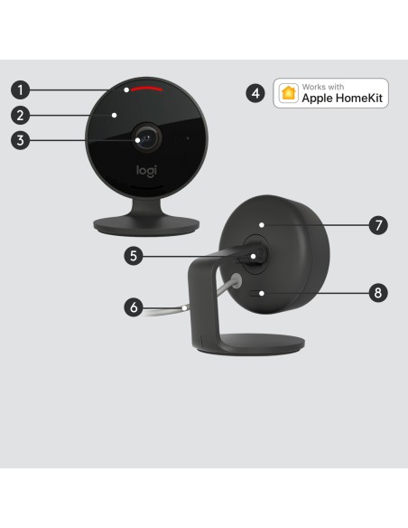 Logitech Circle View Camara De Videovigilancia Wifi Fullhd 1080p - Angulo De Vision 180âº - 2 Canales Audio - Microfono Y A...