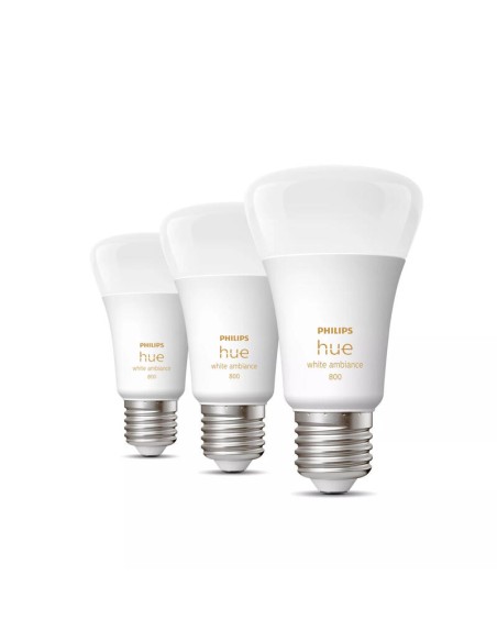 Philips Hue White Ambiance Bombilla Inteligente A60 - E27 - 800 (paquete De 3)
